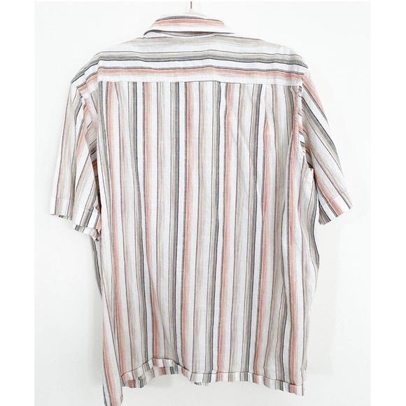 Tasso Elba Mens 2XL Multicolor Striped Short Sleeve Front Button Up Shirt - Picture 4 of 6